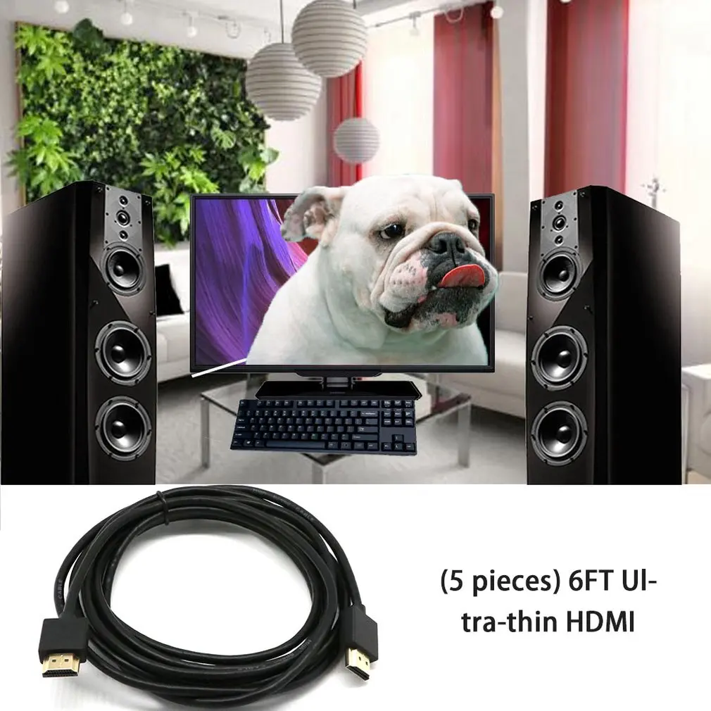 3 шт. 5 шт. ультра тонкий HDMI 1,4 кабель для BLURAY HD tv LCD HD tv 1080P 5X
