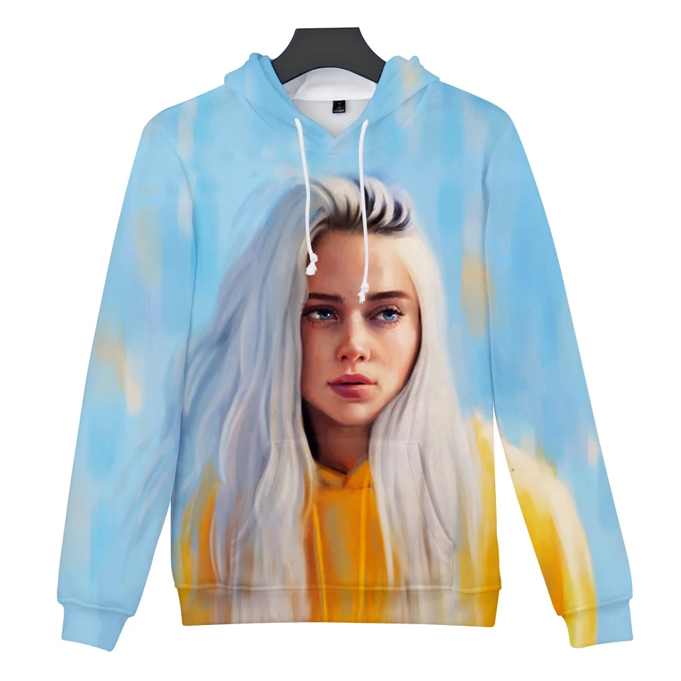 Американская певица Billie Eilish 3D Толстовка Повседневная Женская/Мужская Harajuku пуловер Толстовка Billie Eilish осень девушка 3D с капюшоном XXS-4XL