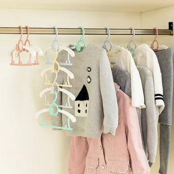 

10pcs Retractable Children's Hangers Thicken Durable Kids Clothes Shelf Cartoon Baby Drying Rack No Trace Non-slip Adult Hangers