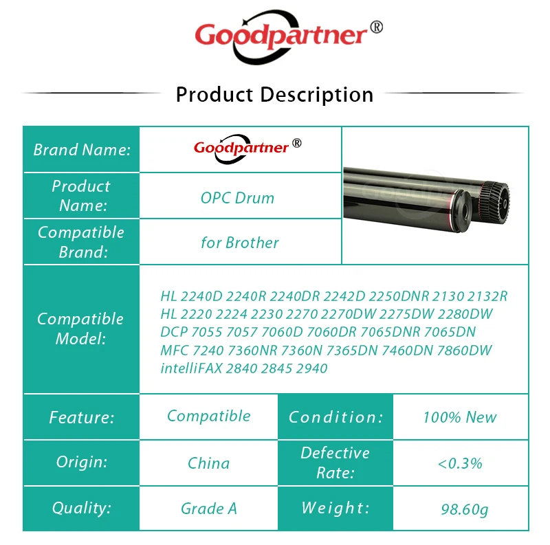 5X OPC Drum for Brother DCP 7055 7057 7060 7065 MFC 7240 7360 7365 7460 7860 HL 2240 2242 2250 2130 2132 2220 2224 2230 2270 420