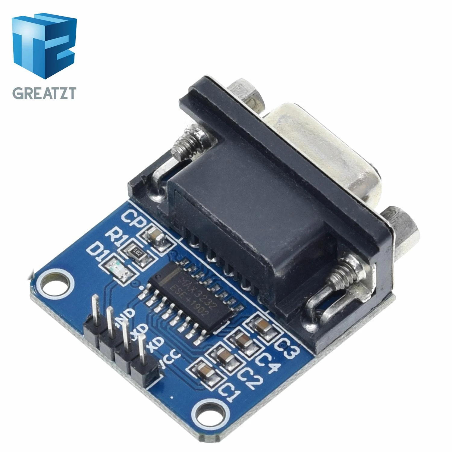 

GREATZT MAX3232 RS232 to TTL Serial Port Converter Module DB9 Connector MAX232 For Arduino