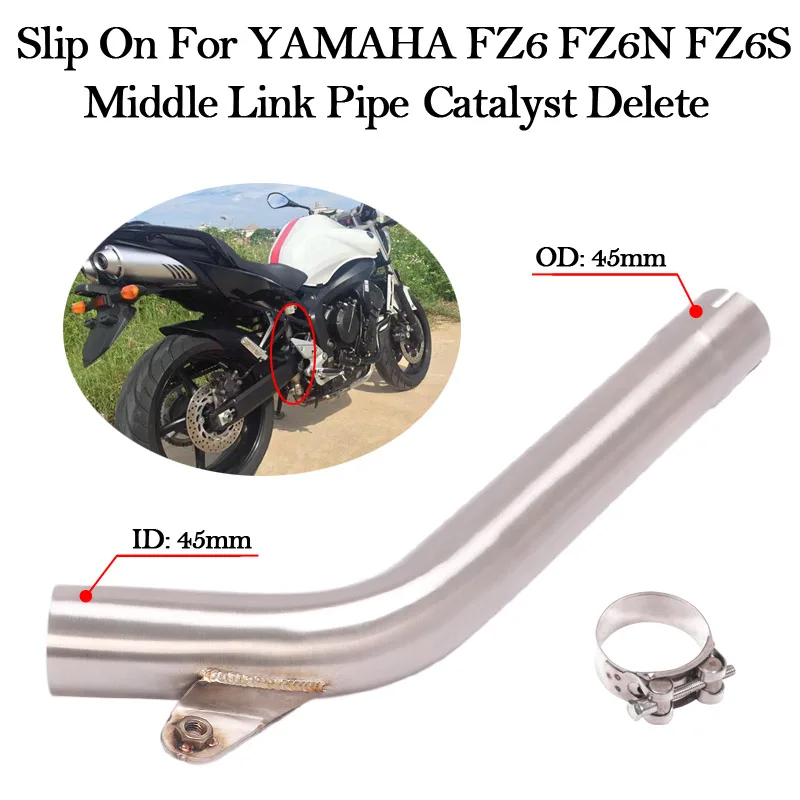 Slip On Per Yamaha Fz6 Fz6N Fz6S Scarico Moto Collegamento Centrale Tubo Catalizzatore Elimina Modificato Fuga Silenziatore Eliminatore Migliora
