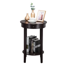 Home Living Room Coffee Table Simple Round With Drawer Side Tea Table Brown High-Quality MDF Storage Rack Bedside Table Home Living Room Coffee Table Simple Round With Drawer Side Tea Table Brown High-Quality MDF Storage Rack Bedside Table