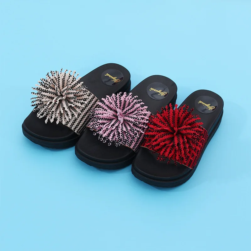 

Slippers Women's 2019 New Style Thick Flower Home Slipper Craft Casual Sandals Versatile Comfortable WOMEN'S Flat-heeled Shoes
