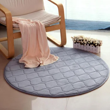 

Coral Velvet Carpet Round Thick Modern Fashion Living Room Carpet Basket Foot Pad Bedroom Bedside Computer Chair Mat Gray Rugs