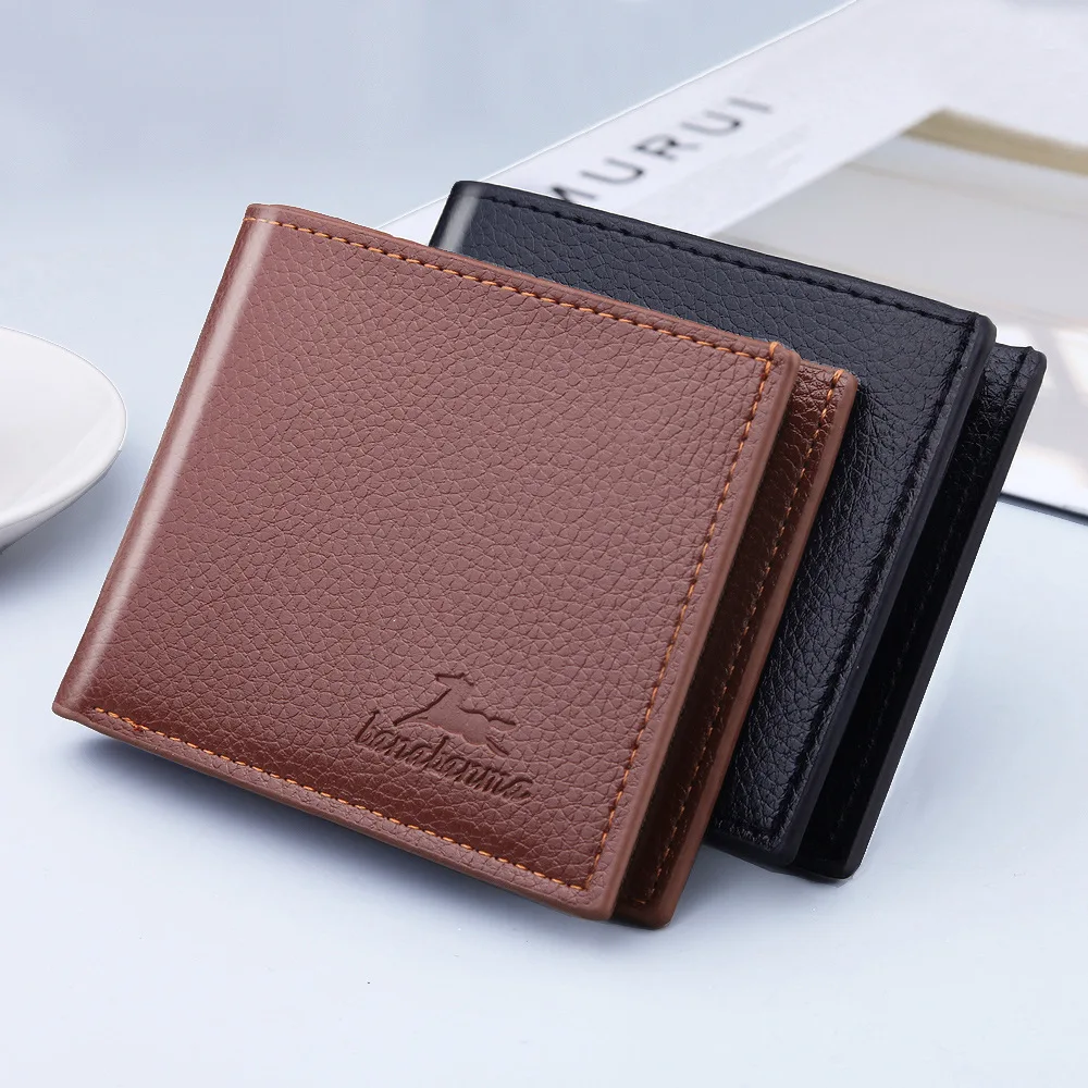 

New Style MEN'S Wallet Fashion Zipper Short Wallet Men's Ultra-Thin Soft Leather Embossed Leather Wallet