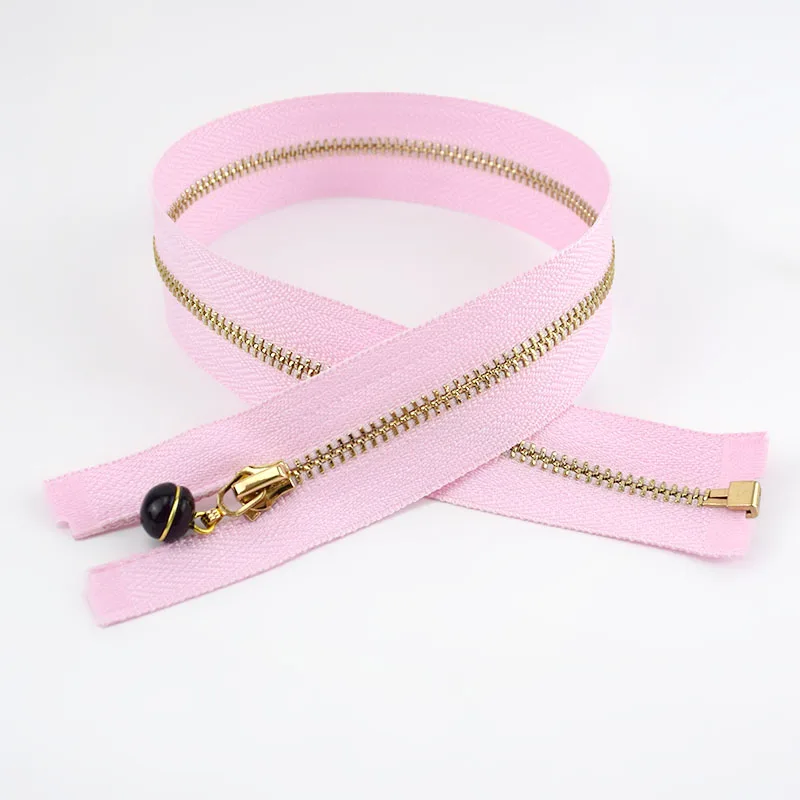 Pink-black 60 см 3# открытый конец застежки-молнии для шитья жемчужный слайдер съемник украшения Металлические молнии Одежда молния DIY ремесло аксессуары для шитья ZA044 - Цвет: Pink-black