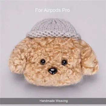 

Fashion Knitting Woven Protective Case Cute Dog in Hat Cover Protector for Airpods Pro