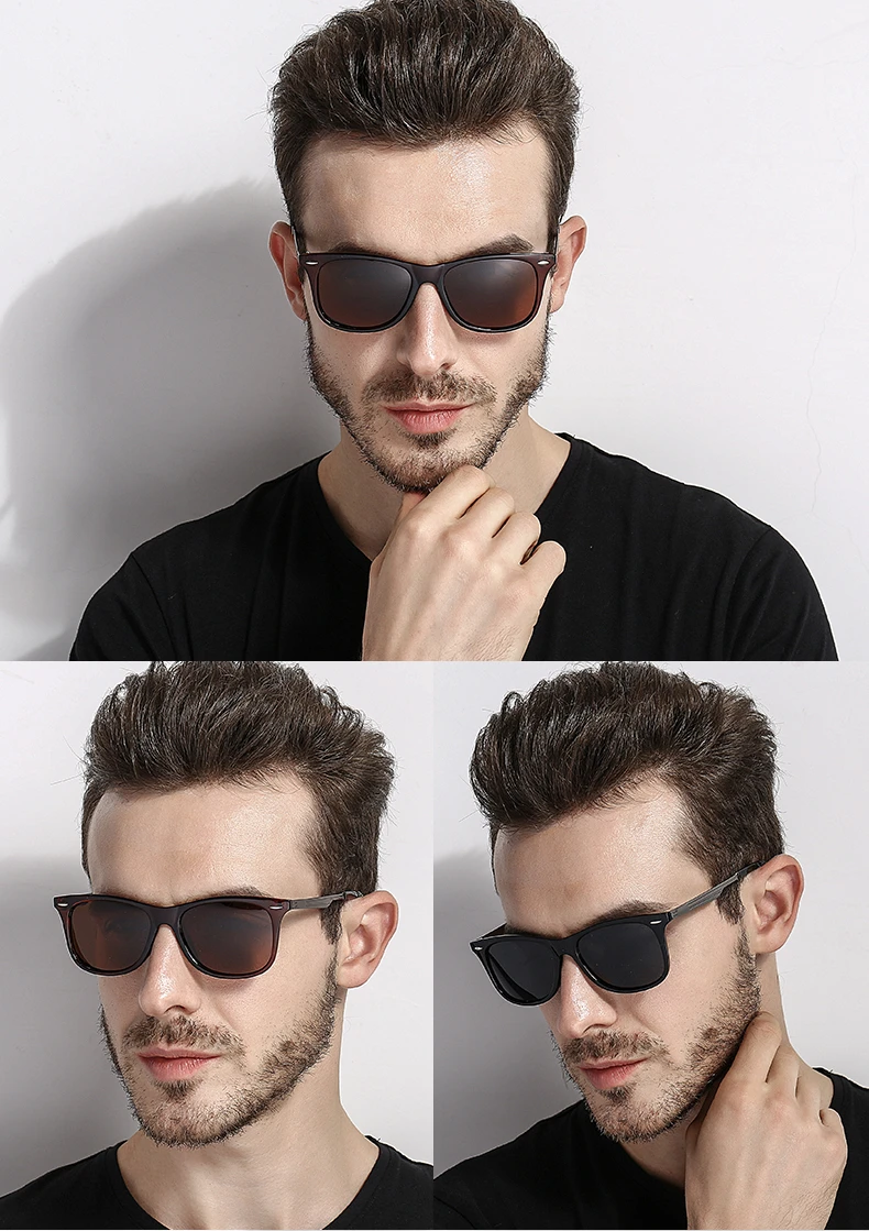 Мужские солнцезащитные очки в ретро стиле, поляризационные, квадратные, брендовые, дизайнерские