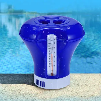 

Swimming Pool Chlorine Dispenser Pool Supply Town Floating Chlorine Bromine Tabs Dispenser Thermometer 2ml Adjustable 20AUG10