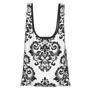 

Reusable Eco-Friendly Grocery Foldable Shopping Bag Ornamental Baroque Pattern Folding Tote Bag with Handle