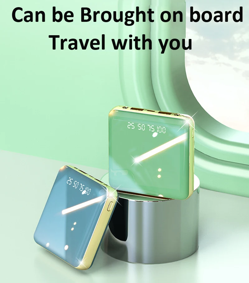 Portable Mini Power Bank 20000mAh LED Mirror Display Dual USB External Battery Powerbank 5V 2A Fast Charger For Xiaomi 2020 New