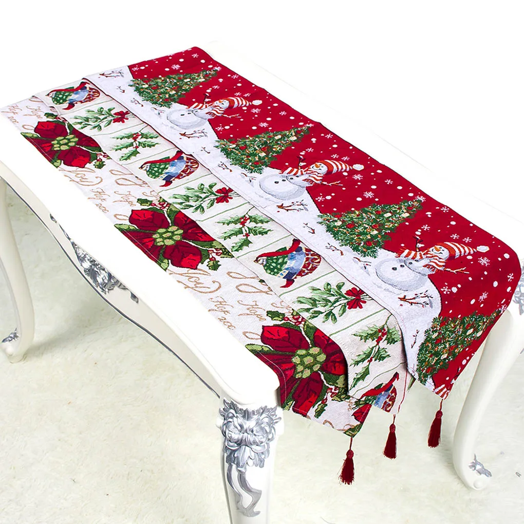 

Cotton Embroidered Christmas Table Runners Deer Christmas Tree Table Runner Cloth Cover for Home New Year Decoration 180*34cm