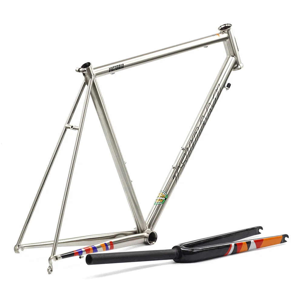 

Chrome Frame Carbon Fork Heat Treatment Steel Road Bike 700C Classic CR-MO Frameset Caliper Brake Silver or Chameleon