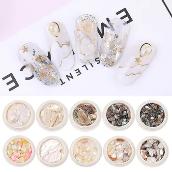 

10 Boxes Nail Art Shells Nail Art Decorations 3D Abalone Shell Irregular UV Gel Flake Slider Nails Shimmer Pearl DIY Nails Decor