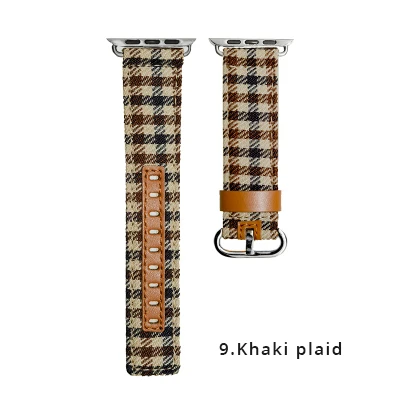 Khaki plaid Ремешок для наручных часов Apple Watch Series 5/4/3/2/1 кожаная Петля ремешок браслет наручные совместимый для наручных часов iWatch, ремешок 44/40/42/38 мм Аксессуар-ремешок - Цвет ремешка: Khaki plaid