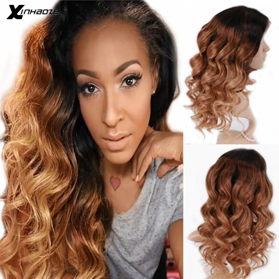 

Ombre Blonde Glueless Human Hair Lace Front Wigs 150% Density Wavy 13x6 Brazilian Remy Hair Ombre Color with Dark Roots