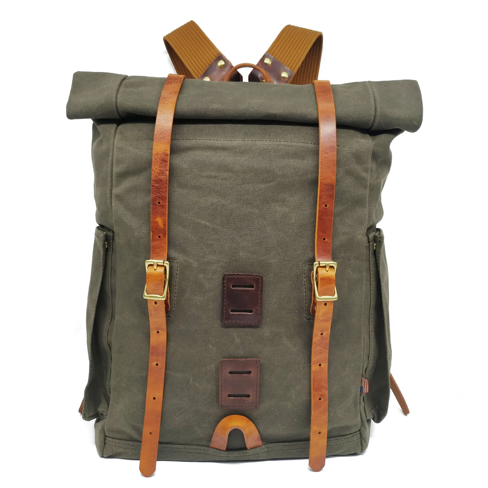 Waxed Canvas Backpack Hiking Camping Rucksack Men Trekking Large Laptop Bag 15 6 inches Vintage Leather Backpack 5