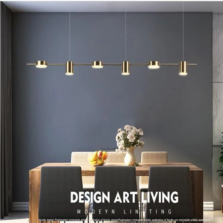 

Nordic designer GOLD CHANDELIER modern simple bar coffee bar restaurant clothing store long LED light