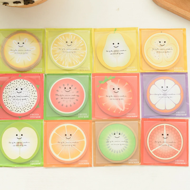 24 упаковки/партия милый свежий фруктовый дизайн кавайный блокнот липкие