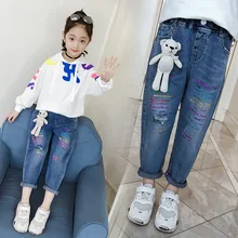 Весенняя одежда для девочек, джинсы, стиль, детские штаны в западном стиле, модные повседневные штаны, 5, корейский стиль, 7, для девочек 10-YE