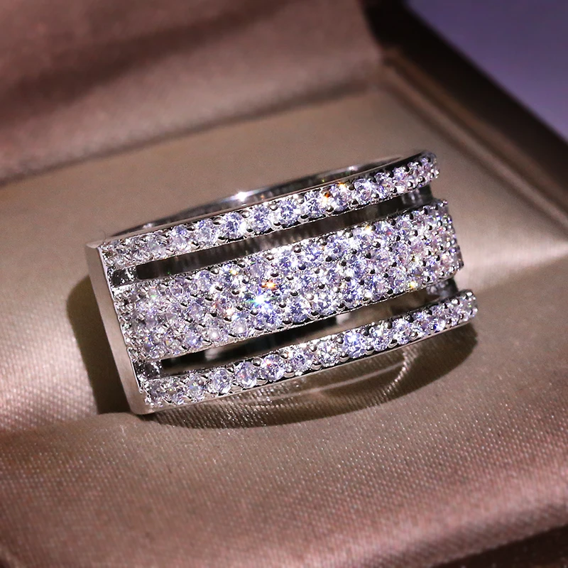 3 слоя CZ брендовые модные 925 пробы серебряные ювелирные изделия кубический циркон кристалл обручальные кольца для женщин украшения anillo