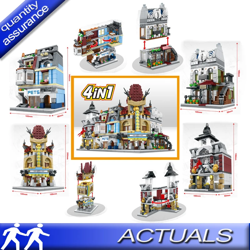 

4 Styles Sembo Moc City Town Building Blocks Mini Street View Model Bricks DIY Creative Educational Toys Compatible