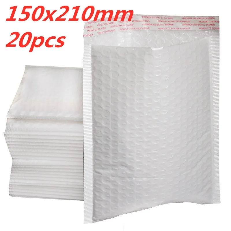 

20 PCS/Lot 150*210mm White Foam Envelope Bag Different Specifications Mailers Padded Shipping Envelope With Bubble Mailing Bag