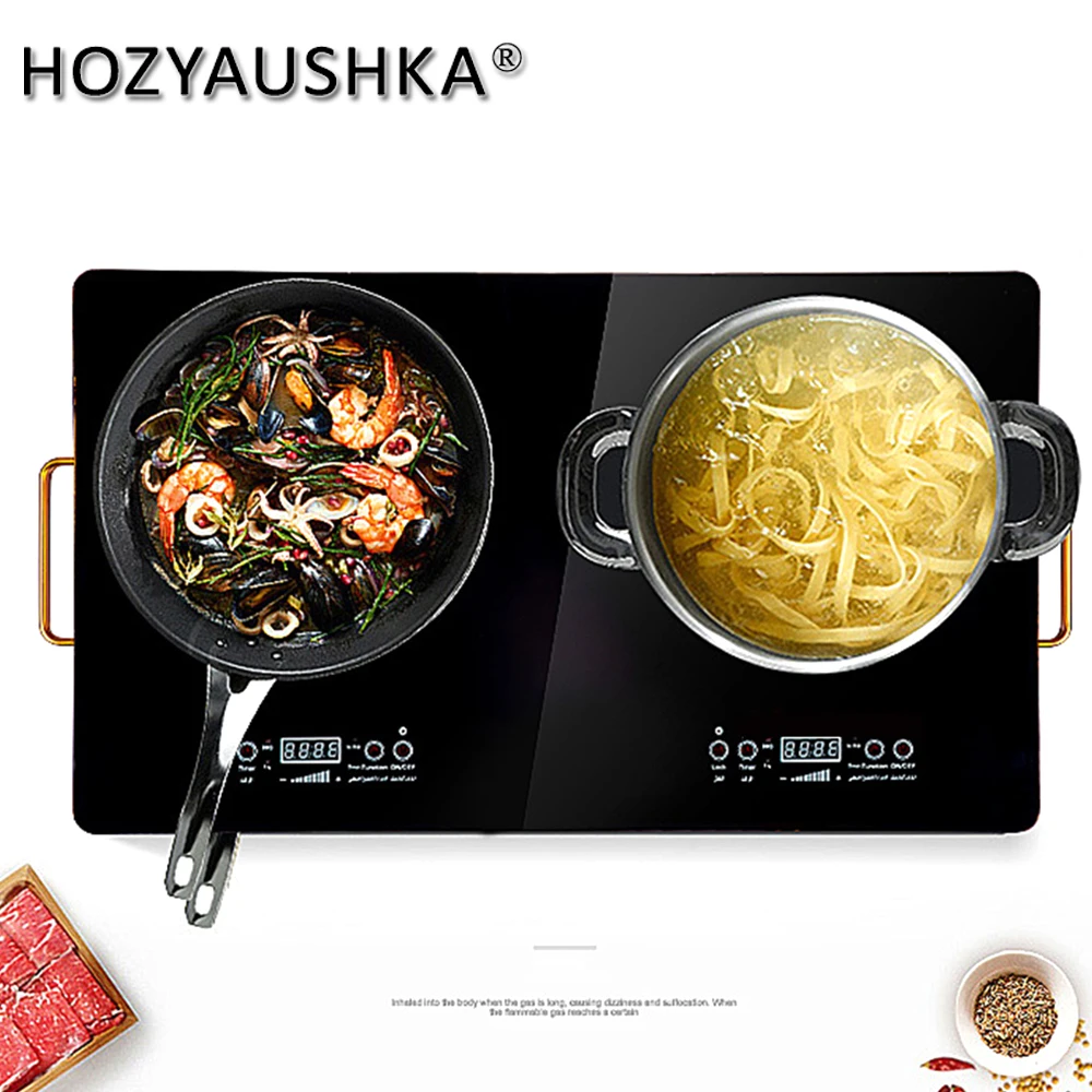 Electric stove boiler High-power rapid heating double-head electric ceramic stove knob control suitable for any high-temperature cookware