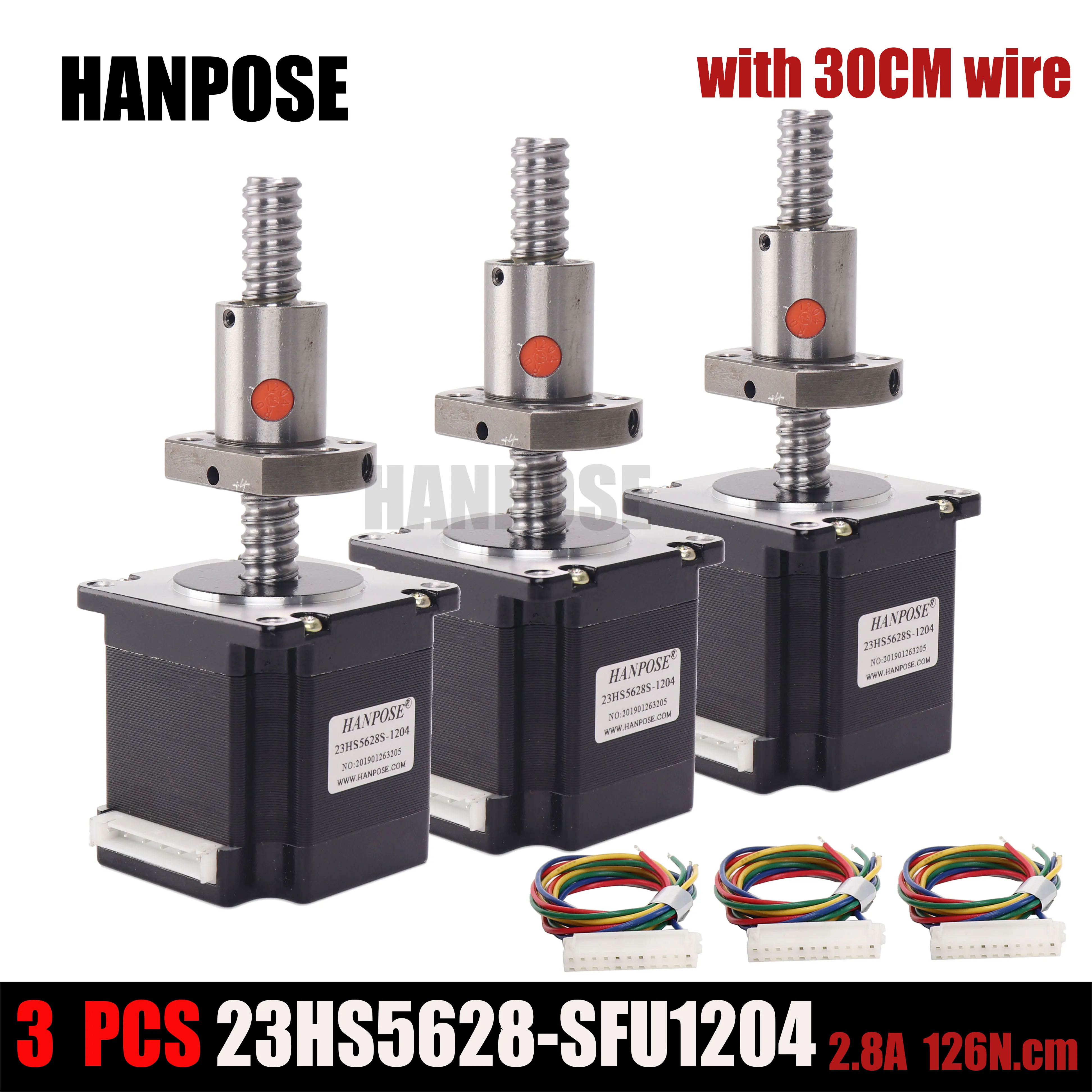3 шт. для 3D-принтера CNC Nema23 шаговый двигатель 5628 sfu1204 2.8A Nema 23 шариковый винт двигатель 4-lead 200 мм