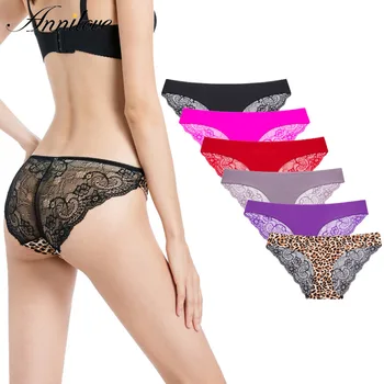 

Annilove Women Sexy Lace Underwear Ice Silk Seamless Panties Comfort Lingerie Low Rise Underpants 6pcs/lot
