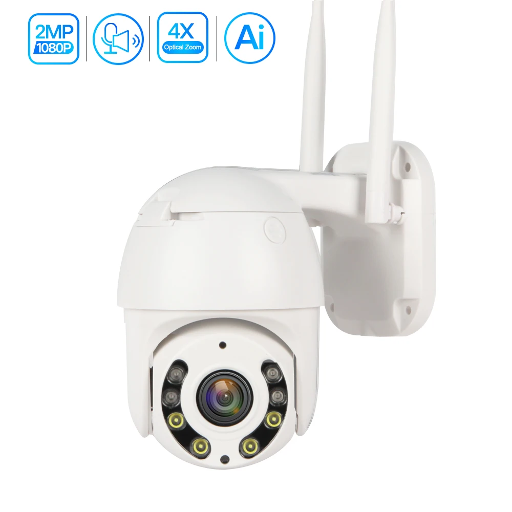1080P HD H.265 Водонепроницаемая мини Wi Fi ИИ гуманоид автослежение 4X оптический зум 2 МП