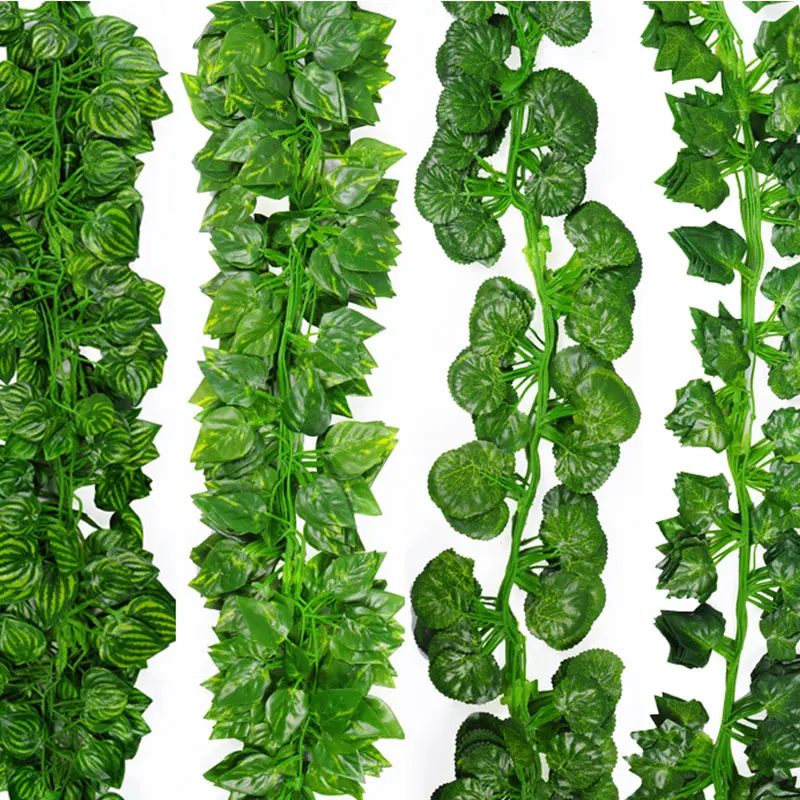

210cm green silk artificial Hanging ivy leaf garland plants vine leaves 1Pcs diy For Home Wedding decoration Garden Party Decor