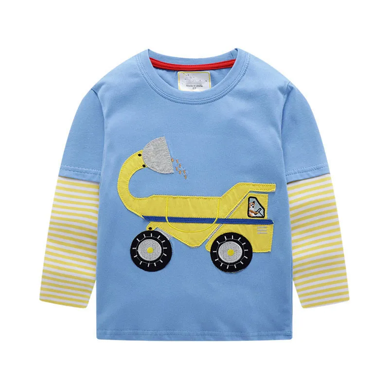 Jumpingbaby/ г. Футболка для мальчиков футболка с изображением автомобиля, Детская футболка Осенние Топы с трактором, детская одежда Koszulka Koszulki Meskie, футболка, Enfant