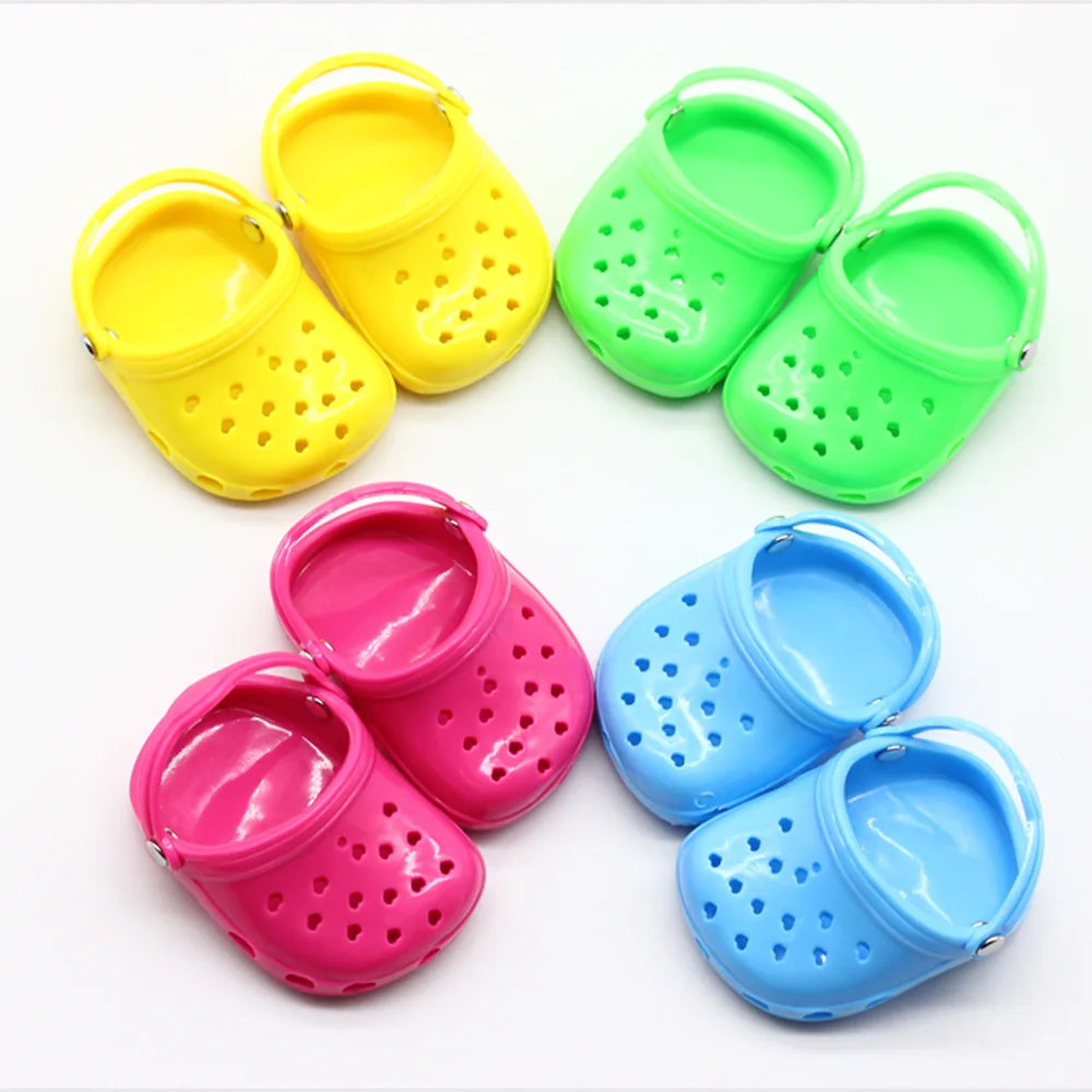 43 cm Doll's Sandals Doll Clothes Hole Beach Shoes 4 Colors Fit 18 Inch American Baby New Born Doll Accessories Gift for Girl