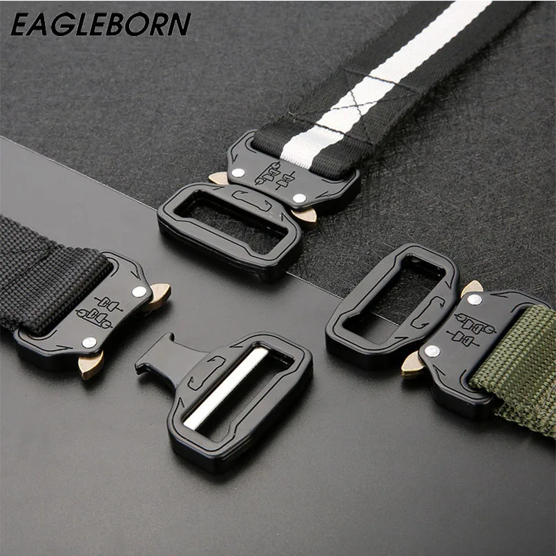 

2023 Men Canvas Belt Metal Insert Buckle Military Nylon Outdoor Training Belt Army Tactical Belts For Men Male Strap Waist Belt