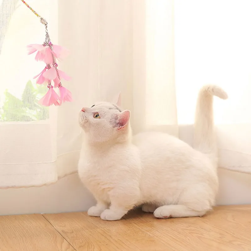 

New Arrival Pet Cat Funny Interactive Stick Teaser Wand 3 Layers Feather Pendant Pet Wand Toy High Quality Cat Exerciser Toy