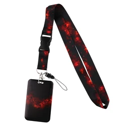 Red Space Starry Night Lanyard and ID Badge Holder with Phone Strap (3)