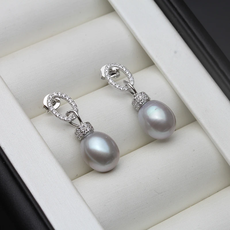 Natural Freshwater Grey Pearl Earrings Women,Trendy 925 Silver Stud Earring Fine Jewelry Anniversary Gift ezzy trendy 1 grey 2 4