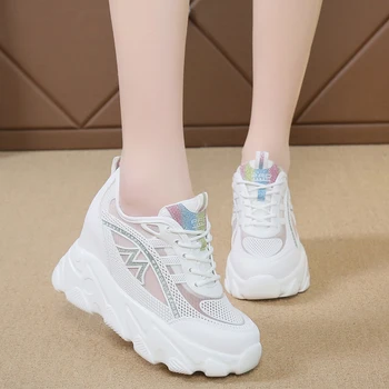 

Women Chunky Sneakers 2020 Fashion Platform Sneakers Ladies Brand Wedges Casual Shoes for Woman Mesh Breathable Dad Shoes 8cm