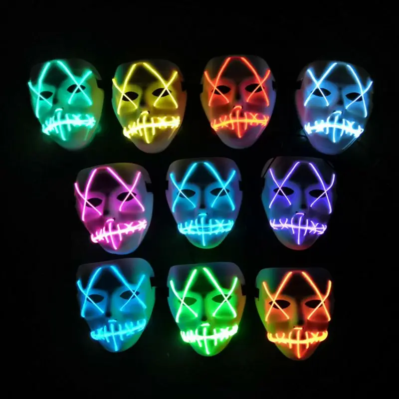 Voice-activated Demon Ghost Face Mask Festival Bar Halloween Glowing Mask Party Performance Fearsome Night Light Mask