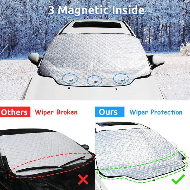 Car Snow Cover With Magnets Sunshade Cover Car Windshield Shade Waterproof Protector  Cover For Winter Car Windscreen Cover - AliExpress