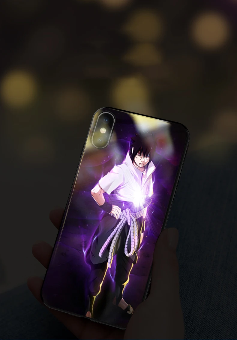 Yagoo умный светодиодный светящийся Sasuke Narut чехол для телефона для iPhone X XS XR MAX 6 6S 7 8 Plus чехол s задняя крышка Funda роскошный силиконовый