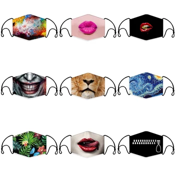 

Gothic Print mouth Mask Men Reusable Protective PM2.5 Filter Paper Mask Women anti dust Face mask kid bacteria proof Flu Mask