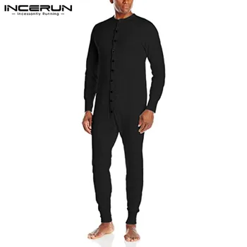 

Long Sleeve Rompers Overalls Sleepwear INCERUN Autumn Men Sexy Onesies Jumpsuits Pajama Buttons Pyjamas Nightwear Mens Homewear