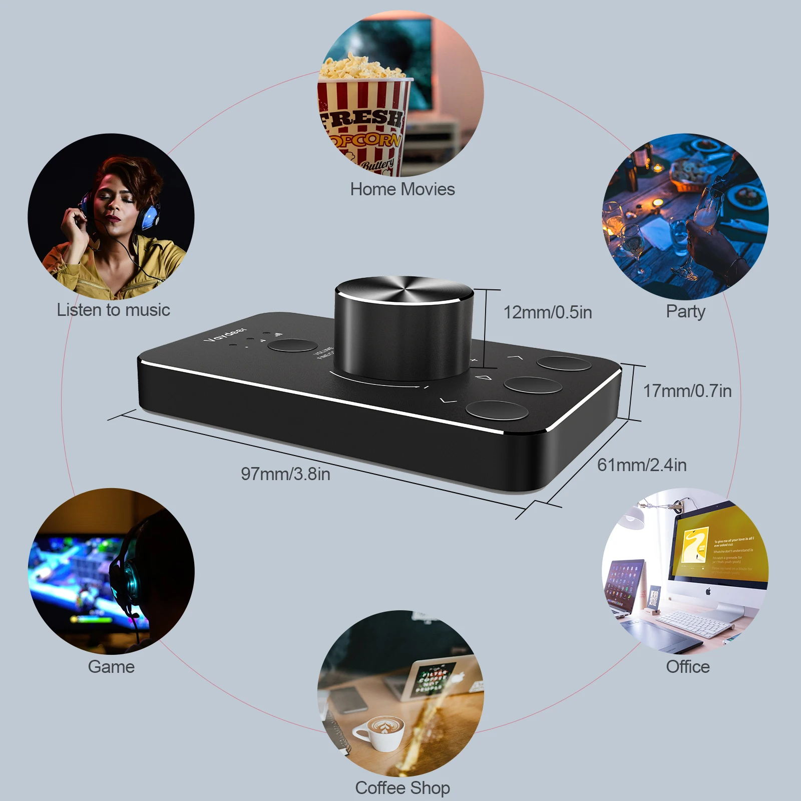 Volume Control Knob para Computer Speaker Controlador Usb One-click Mute Function Volume Control Modes Audio Ajustar - Imagem 5