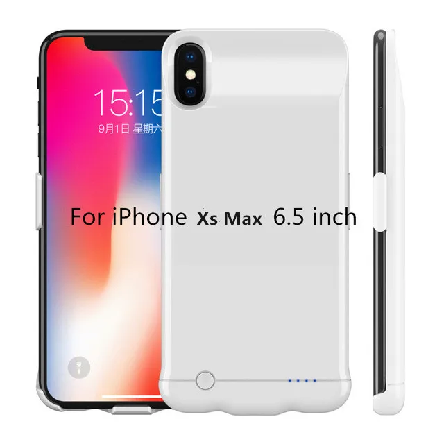 Чехол для зарядного устройства 5200/6200 мАч для iPhone XR 6,1 дюймов, чехол для питания, портативный внешний аккумулятор для iPhone Xs Max 6,5 дюймов, чехол для аккумулятора - Цвет: White For Xs Max 6.5