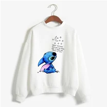 Kawaii стежка Crewneck Толстовка Женская милая аниме "Лило и Стич" Толстовка Ladiy Girl пуловер Harajuku Kpop женская одежда