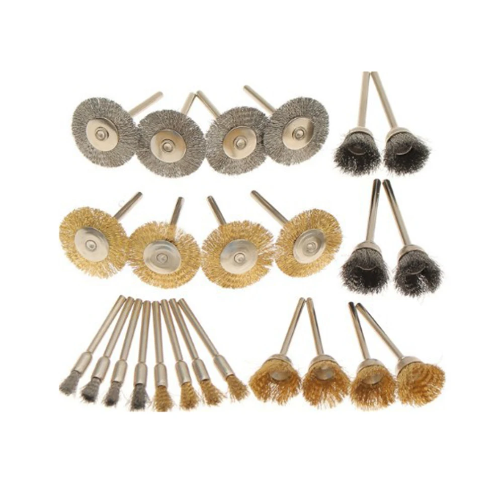 24 шт. набор проволочных стаканчиков/колесных кистей для сверления стали латунные