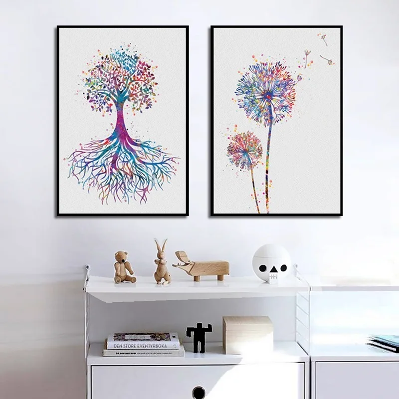 

Small Fresh Creative Tree Dandelion Abstract Landscape Canvas Painting Bedroom Wall Picture Nordic Decoration Home Art Poster